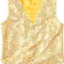 Wildarms Men’s Sequin Vest Sparkly V Neck Shiny Waistcoat for Men Disco Party Costume Vest Prom Mardi Gras Carnival