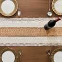 Boho Table Runner 72 Inches Long, Macrame Burlap Rustic Modern Farmhouse Coffee Dining Room Table Centerpiece Decor, Beige Brown Linen Cotton Table Runners for Wedding Party