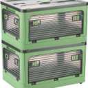 Collapsible Storage Bins with Lids, Closet Organizers, Dorm Room Essentials, 8.2Gal Folding Storage Box (Green 2 Pack)