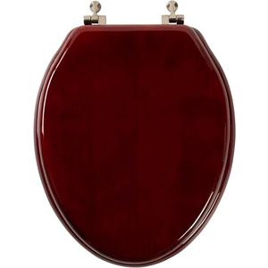Toilet Seat, Solid Wood, Rubber Wood, High Gloss Finish, Mahogany Red, PIKLiDS (Elongated)