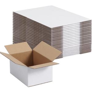 Shipping Boxes 6"x4"x3" Set of 40, White Corrugated Cardboard Box for Mailing Business Packaging