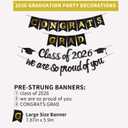 Graduation Decorations 2026 Complete Set- Class of 2026 Congrats Grad Proud of You Banners Sign Garland with Black Gold Party Supplies- Balloons, PomPoms, Foil Tinsel Backdrop Decor for School College