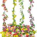 CISDUEO 4 Pcs Artificial Daisy Flowers Vine Silk Flower Garland for Mantle Colorful Fake Flower Vine Hanging Ivy with Daisy Flowers for Wall Party Wedding Arch Indoor Home Decor Spring Summer Outdoor