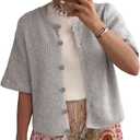SCUSTY Women's Lightweight Cardigan Short Sleeve Button-Down Summer Cardigan Sweater L