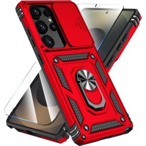 SunStory Case for Samsung Galaxy S25 Ultra Case with HD Screen Protector & Kickstand & Slide Camera Cover,[ Military-Grade ] Protective Phone Case for Galaxy S25 Ultra 6.9",Red