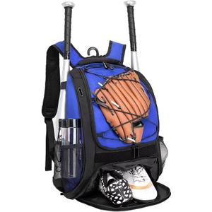 DAFISKY Baseball Bag Softball Backpack - Youth Adult T Ball Bat Equipment Bag with Bat Helmet Holders, Shoe Compartment (Blue)