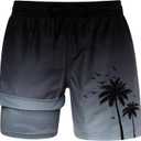 uideazone Mens Swim Trunks with Compression Liner Swimming Shorts 7 Inch Inseam Waterproof Quick Dry Beach Sport Shorts M-XXL (Black, XL)