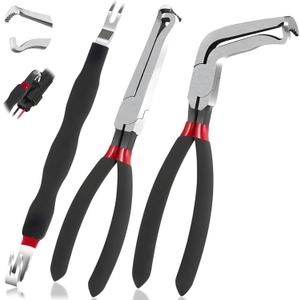 Electrical Disconnect Pliers 37960, 37980, Electrical Connector Separator 13120, 8in Automotive Tools Electrical Connector Pliers, Automotive Tools for Push Tab Style Plugs (3-Piece Set)