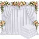 Tingjoo 80 FT x 10 FT White Backdrop Curtains, Set of 16 Panels Wrinkle Free Wedding Backdrop Drapes Polyester Photo Back Drop Cloth for Birthday Graduation Party Photography Background, White