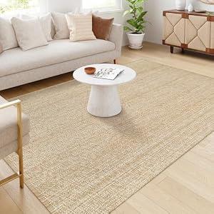 LEEVAN Washable Kitchen Rug 6' x 9', Tan Bathroom Rug, Reversible Living Room Rug, Farmhouse Low Profile Bedroom Rug, Modern Nursery Carpet for Foyer Laundry/ Proch Decor