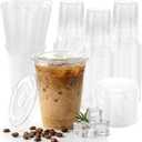16 oz Clear Plastic Cups with Lids and Straws 100 Pack Iced Coffee Cups with Lids for Smoothie Iced Coffee Disposable Coffee and TO-GO Cups for Cold Drinks, Milkshake, Bubble Tea