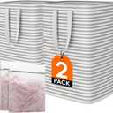 2 Pack Laundry Baskets,Waterproof Collapsible Large Laundry Hamper Bag,home storage,with Easy Carry Handles Rv Essentials,Laundry Room College Dorm Bedroom(White and blcak, 72L)