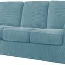 7 Piece Stretch Sofa Covers for 1Base Cover 3 Cushion Couch Cover and 3 Backrest Cover for Living Room Furniture Slipcovers Thicker Jacquard Fabric (Light Blue)