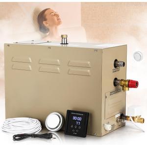 Steam Shower Generator Kit 9KW for Bath Sauna SPA, Aromatherapy Steam Head, Self-draining System, LED Touchscreen Controller, 12-Hour Timer 77-131 for 318CBFT/9m Room