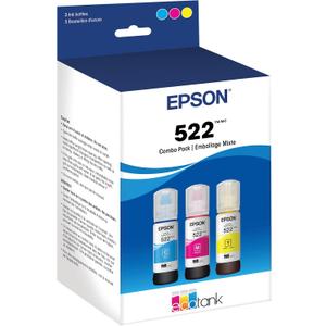 EPSON 522 EcoTank Ink Ultra-high Capacity Bottle Color Combo Pack (T522520-S) Works with EcoTank ET-2720, ET-2800, ET-2803, ET-2840, ET-4700, ET-4800, ET-4810
