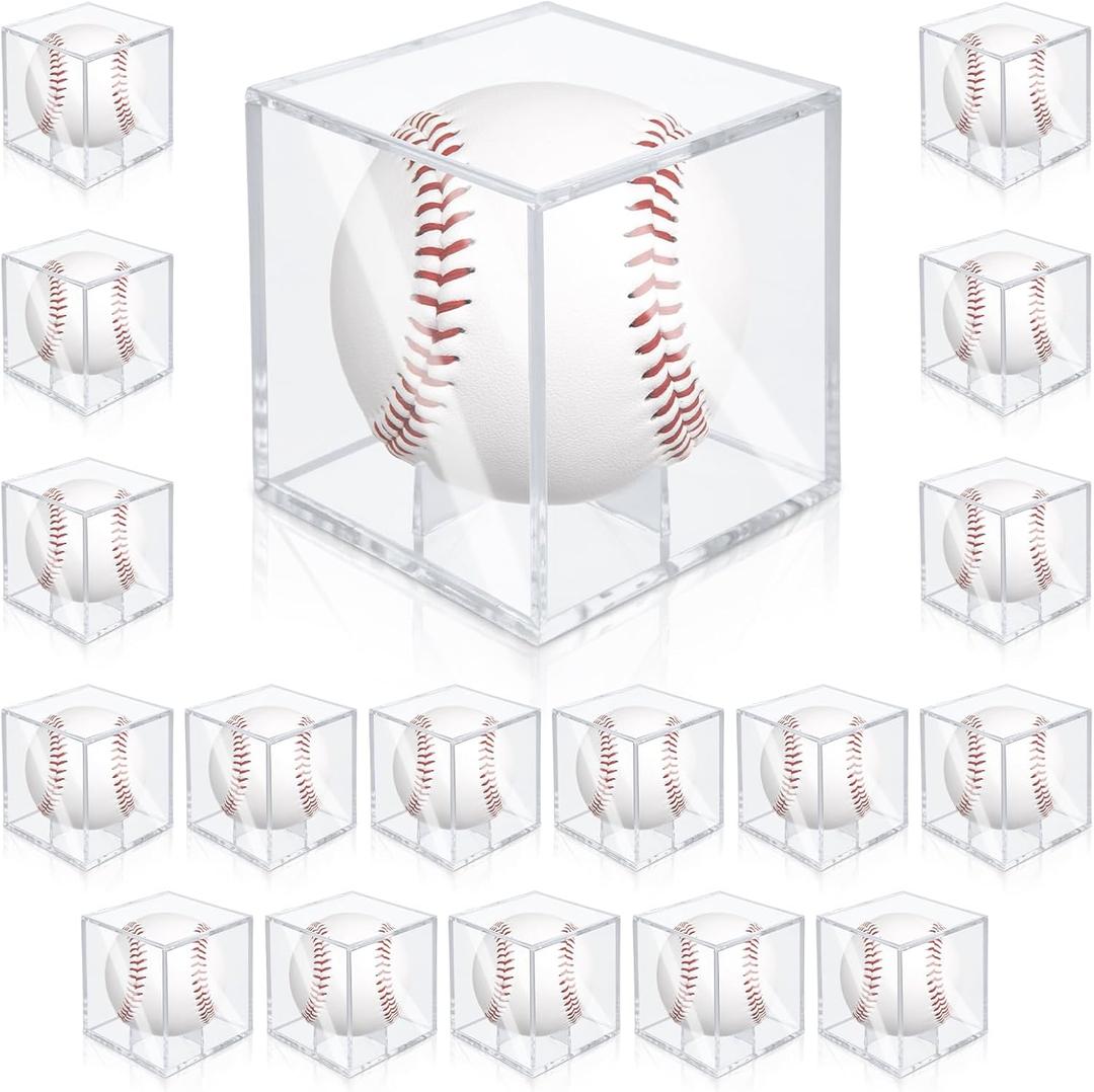 18 Pack Baseball Display Case,UV Protected Acrylic Boxes for Display, 3.15in Autographed Baseball Clear Display Case Cube, Baseball Display Case for Memorabilia Baseball for Official Size Ball