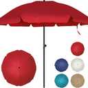 Blissun 6.5ft Patio Umbrella with Push Button Tilt & Height Adjustable, UV50+ Sun Protection with Sturdy Fiberglass Ribs & Iron Pole, Market Umbrella for Outdoor Table Garden Backyard Beach