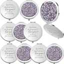 Roowest 10 Pcs Inspirational Compact Mirror Sometimes You Forget You're Awesome Appreciation Gifts for Women Employee Coworker Friends Birthday Party Favors Magnifying Pocket Mirror (Light Purple)