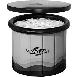 WAVYEASE® Upgraded Portable Cold Plunge Tub for Athletes & Adults | 100 GAL Foldable Ice Bath with Insulative Cover | Instant Setup for Indoor & Outdoor Recovery (Gray)