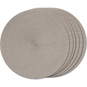FunWheat Round Braided Placemats Set of 6 Table Mats for Dining Tables Woven Washable Non-Slip Place mats 15 inch(Taupe, 6pcs)