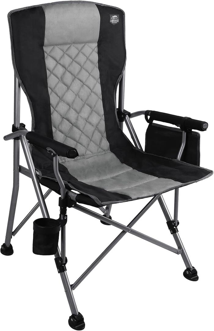 Folding Padded Camping Chair with Hard Armrest,Cup Holder,Heavy Duty for Adults,Paded Backrest,Portable Lawn Lightweight Outdoor Camp Chair,Support up to 400lbs, 22.8 X 23.6 X 35.8 inch