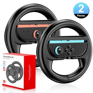 CloudValley Steering Wheels for Nintendo Switch 2 (2025) JoyCons, Racing Wheels for Mario Kart 8 Deluxe, NS2 Racing Games Accessories with Ergonomic Non-Slip & Easy to Install (2 Packs Black)