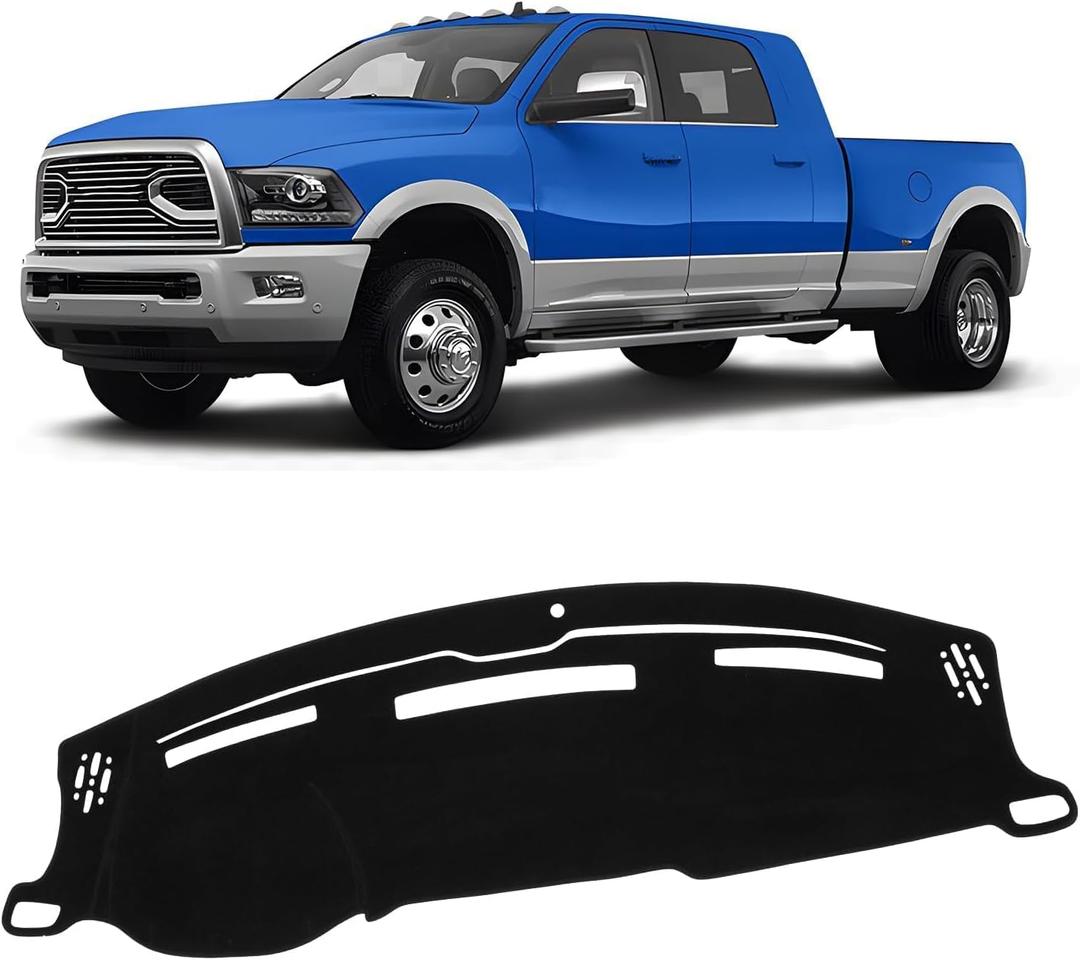 KUST Black Dash Cover for 2009-2018 Dodge Ram 1500 2500 3500 Non-Slip Dashboard Cover Polyester Dashboard Mat Pad Interior Accessories for Ram Pickup Custom Fit Dash Mat No Glare