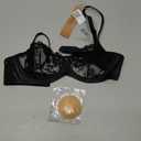 Wingslove Women's Sexy Lace Bra Demi Sheer Mesh Balconette See Through Bralette Unlined Underwire Embroidered (Black), 32D