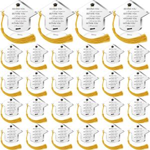 24 PCS Graduation Acrylic Inspirational Awards Graduation Cap Tasseled Congrats Gift High School College Keepsake for Happy 2025 Grad Party Favors Decorations