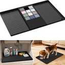 URMONA Waterproof Silicone Under Sink Mat 22'' x 14'' Shelf Liner for Kitchen and Bathroom, Cabinet and Counter Protector, Storage and Organizers, Litter Mat, Pet Cat Puppy Essentials(Black)
