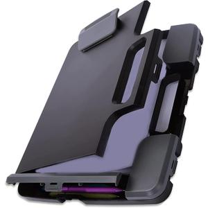 Portable Clipboard Folder with Storage, Plastic Storage Case with Side-Opening, Heavy Duty Clipboard, A4 Size Writing for Office, 14.5"x12"x 1.75", Black