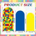 3 Pcs Building Blocks Arch Backdrop Covers Spandex Stretch Arch Stand Cover Building Party Decorations Block Arch Backdrop Stand Cover 4ft 5ft 6ft for Birthday Classroom Photo Background Supplies