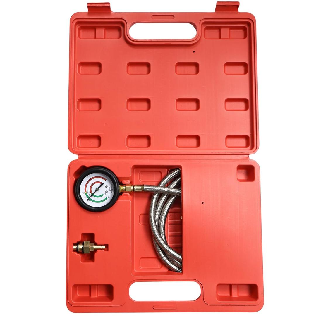 Exhaust Back Pressure Tester Kit, Professional Diesel Engine Diagnostic Tool with Gauges & Adapters for Trucks, SUVs, Vans - Troubleshoot Turbo, DPF & Catalytic Converter Issues
