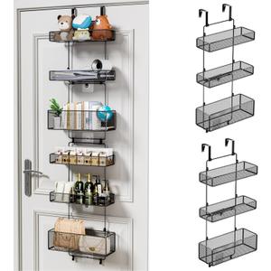 HapiRm Over Door Organizer Storage - Separable Door Organizer Hanging with 6 Metal Large Capacity Baskets for Bathroom Bedroom Kitchen Pantry Closet (Black)