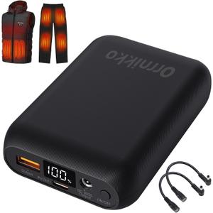 Heated Vest Battery Pack 7.4V 16000mAh Compatible with ORORO and Venustas, Rechargeable Power Bank for Heated Vest Heated Jackets with LED Display (7.4V 16000mAh+DC Adapter)