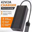 42V 2A Electric Scooter Charger for 36V Lithium Battery, 5-in-1 Plug Ebike Charger for Gotrax, Jetson, Razor, Swagtron, Bird, Segway,UL Certified