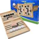 Fast Sling Puck Game, Super Winner Wooden Air Hockey Board Games, Portable Slingshot Hockey Tabletop Game for Family Game Night Fun, String Puck Game Toys with 10 Pucks, 14inch