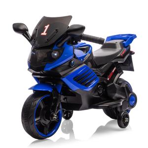 Kids Ride On Motorcycle, 6V Battery Powered Electric Motorcycle, w/Treaded Tires, Horn, Working Headlight, Music, Training Wheels, Stable Ride On Toys for Kids Toddler Boys Girls 3-6, Blue