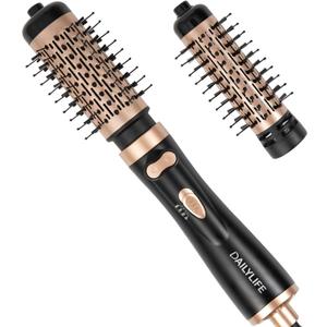 DAILYLIFE Rotating Hair Dryer Brush, Hot Air Brush with 2 Brushes (1.5" & 2"), ALCI Safety Plug and Ionic Technology, More Shine and Less Frizz