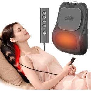 Back Massager with Heat, 3D Massage Pillow for Back, Neck, Shoulder, Leg, Shiatsu Back Massager for Pain Relief, Up & Down Lower Back Massage, Gifts for Women Men Dad Mom At Home Office Car (Black)