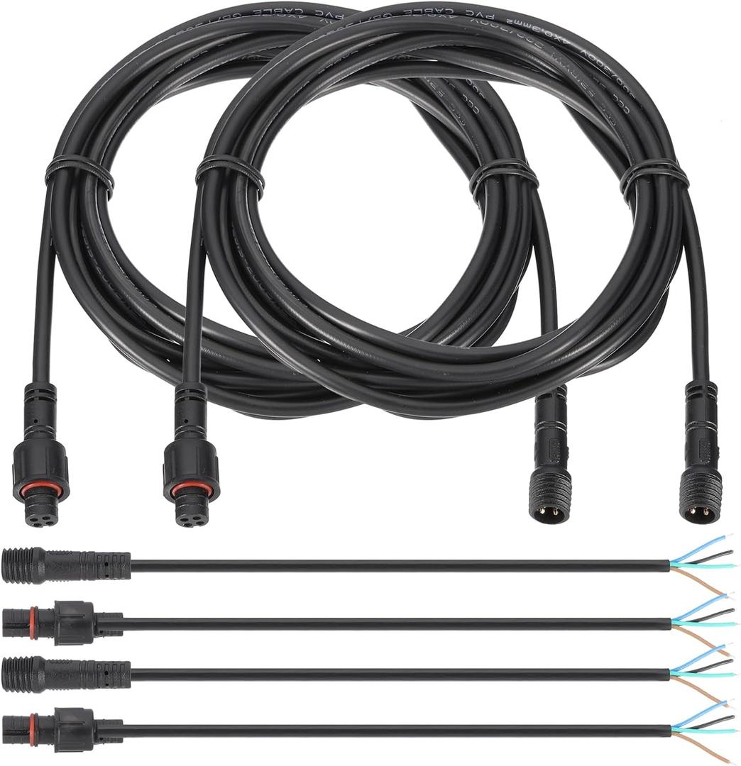 PATIKIL 9.84Ft 4 Pin Extension Cable Wire, 2 Set 22AWG Waterproof IP67 Extension Cord with 7.87" Male Female Connector kit for Boat Car Truck Indoor/Outdoor Solar LED Strip Light, Black