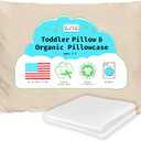 Organic Toddler Pillow Made in the USA and Organic Cotton Pillowcase - 13x18 Soft Natural Cotton Toddler Pillow for Sleeping - Washable Baby Nap Pillow - Travel Pillow - Kids Sleeping Bedding (Plain)
