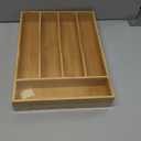 Bellsal Utensil Organizer 10 Inch Silverware Tray for Drawer Utensil Holder Cutlery Organizer Kitchen Drawer Organizer 5 Compartment Small Narrow Bamboo (Natural)