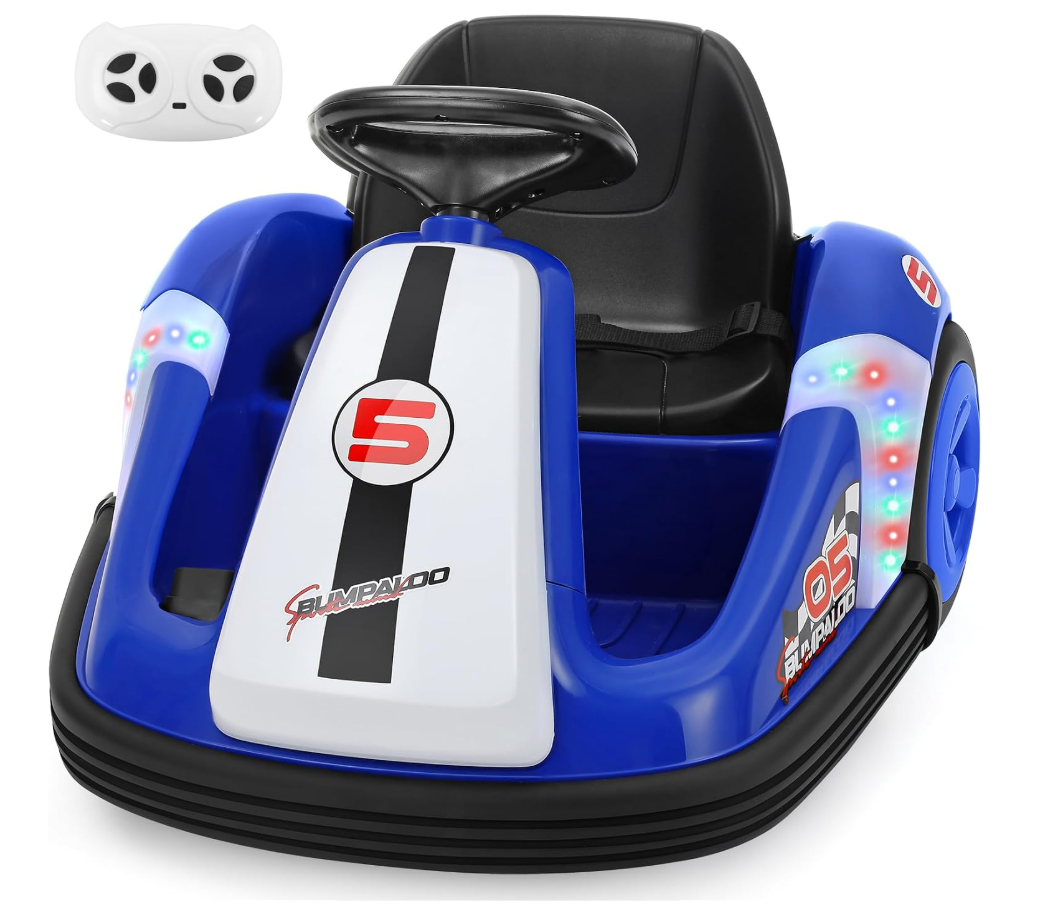 ELEMARA Toddler Bumper Car with Big Wheels, 2.2 Mph, Ride On Toys for Toddlers with DIY Stickers, 12v Electric Bumper Cars for Kids with Bluetooth,LED Light,Music for Indoor Outdoor,Peach Pink, 27.6 inches x 21.7 inches x 18.1 inches