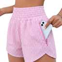 BMJL 2.5" Women Athletic Shorts High Waisted Short with Pocket(PinkPla, XL)
