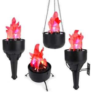 TOPCHANCES Battery Operated Fake Fire Lamp,3D Artificial Fire Flames 4 in 1 Campfire Realistic Effect Light Faux Table Top Flame Bowl Hanging Flame Light for Christmas Halloween Stage Club Decor (Black)