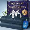 DECOLURE 100% Viscose Derived from Bamboo Sheets King Size - Luxury 4 Pc Naturally Cooling Sheets, Ultra Soft Bed Set - Deep 17" Pockets, Durable Double Stitching, Oeko Tex Standard (Navy Blue)