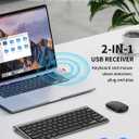Compact Wireless Keyboard and Mouse Combo, Mini Portable Travel Keyboard and Silent Mouse Set with USB Receiver, Quiet Click, Small Size, Adjustable 2400 DPI for Computer, Laptop, PC, Windows - Gray