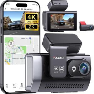 FAIMEE 4K Dash Cam Front and Rear with GPS, Upgraded 5.8G WiFi, Dual Dash Camera for Cars, Night Vision, WDR, 160Wide Angle, 24H Parking Monitor, Emergency Lock, 3" IPS Screen