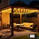 LitHome 10 x 10FT Net Lights Outdoor, 8 Modes Gazebo Net Lights Waterproof, 200 LED Christmas Mesh Light with Timer, Warm White Mesh Light Connectable Plug in for Bushes, Patio, Pergolas, Garden Decor